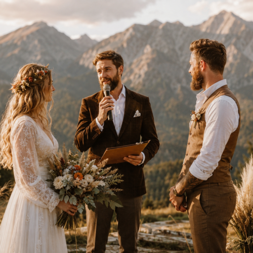 Mistrz Ceremonii Ślubnych prowadzący plenerowy ślub boho rustical w Tatrach